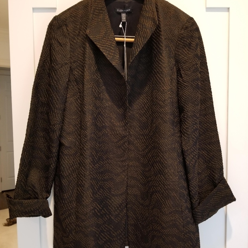 Eileen Fisher Silk Blend Jacquard Wave Jacket